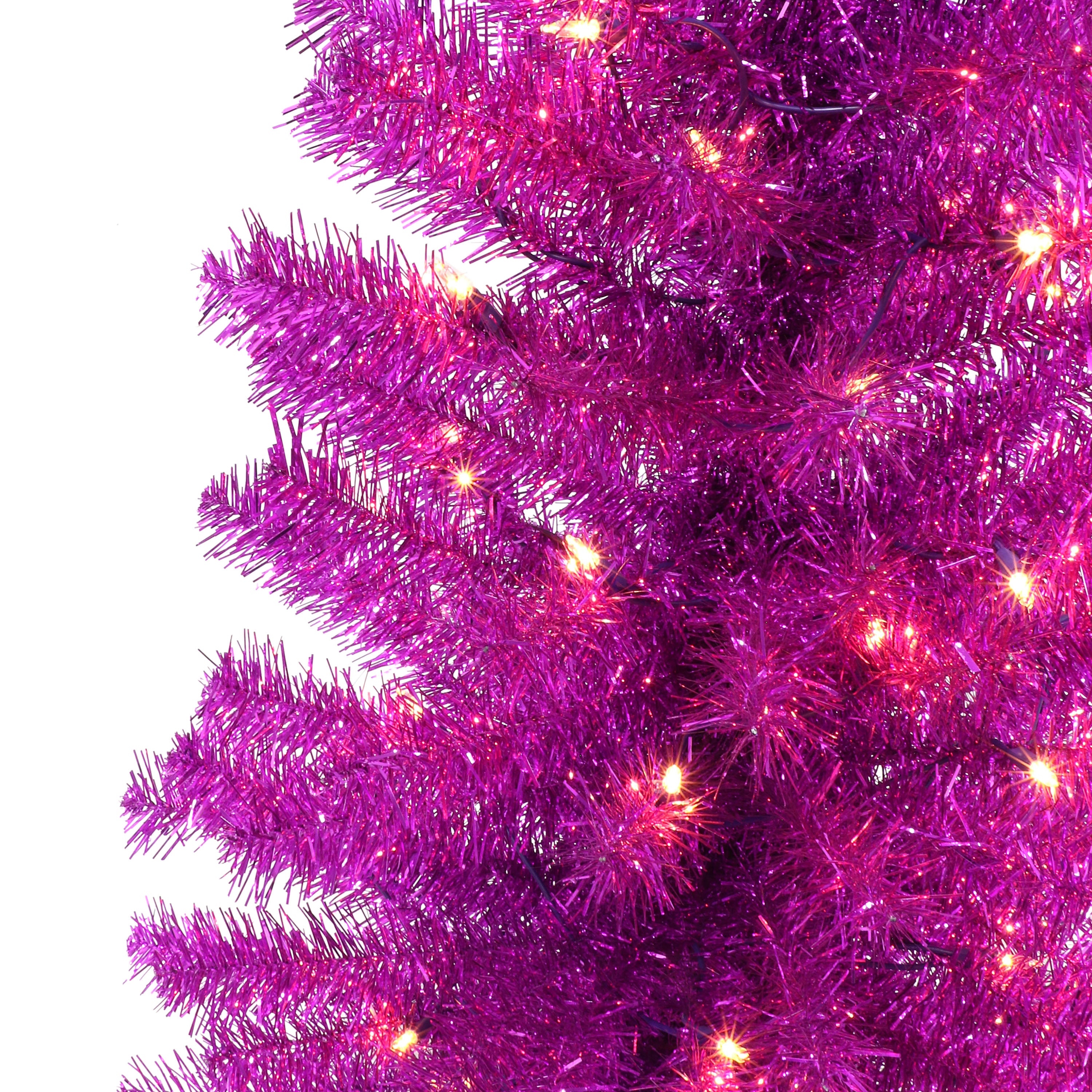 4.5ft Pre-lit Purple Tinsel Tree